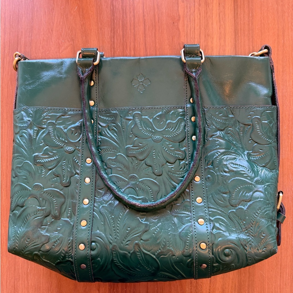 Patricia Nash Green Embossed Leather Tote